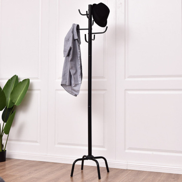 70" Metal Coat Hat Rack Clothes Hooks Hanger