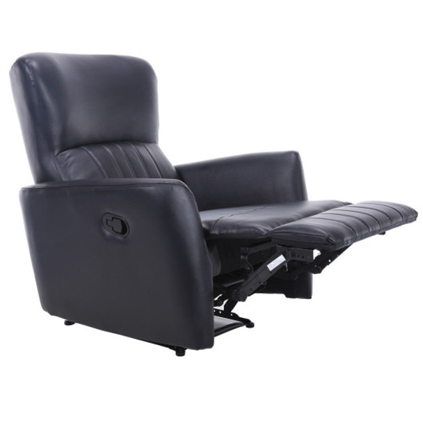 PU Leather Ergonomic Lounger Manual Recliner Sofa Chair-Black