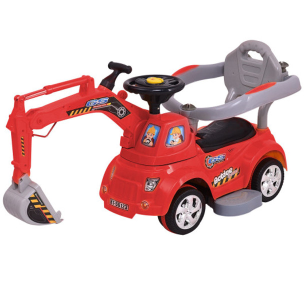 Electric Remote Control Riding Excavator Digger Car-Red