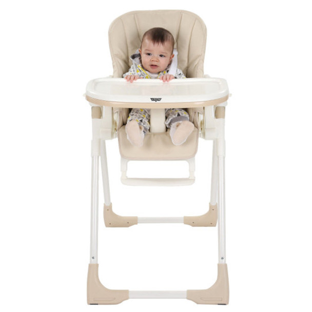 Folding Height Adjustable Recline Feeding Baby High Chair-Yellow