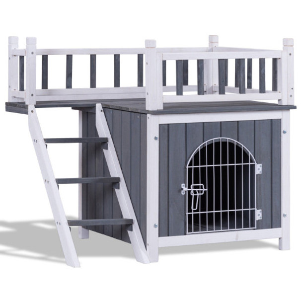 Two Sizes Wooden Pet House Dog Cat Puppy Room-L