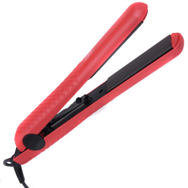 Adjustable Temp Ceramic Hair Straightener Straightens & Curly-Red