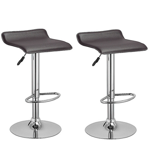 Set of 2 Swivel Bar Stools Backless Dining Chair-Coffee