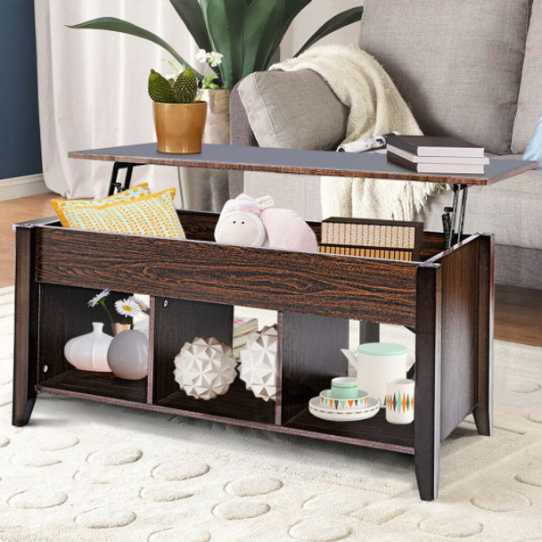 Lift Top Coffee Table with Hidden Compartment Storage Shelf