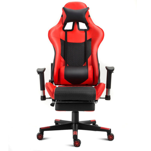 Ergonomic High Back Racing Gaming Chair w/ Lumbar Support & Footrest-Red