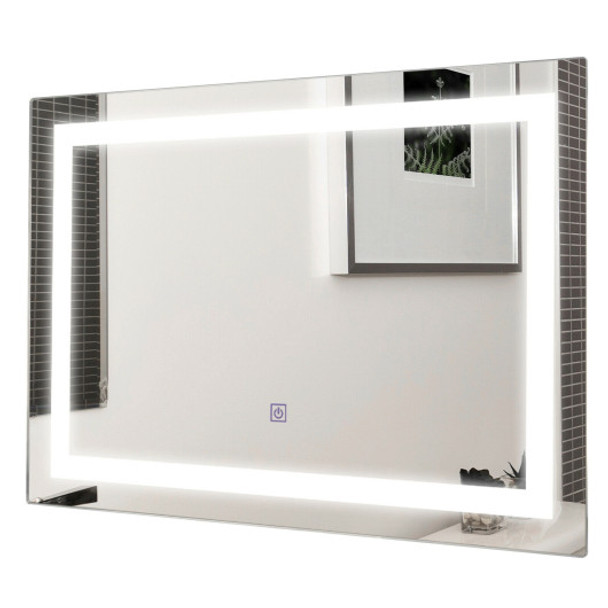 27.5 Inch LED Wall-Mounted Rect Bathroom Mirror with Touch