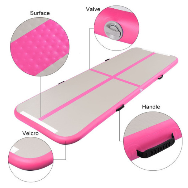 Air Track Inflatable Gymnastics Tumbling Floor Mats with Pump-Pink