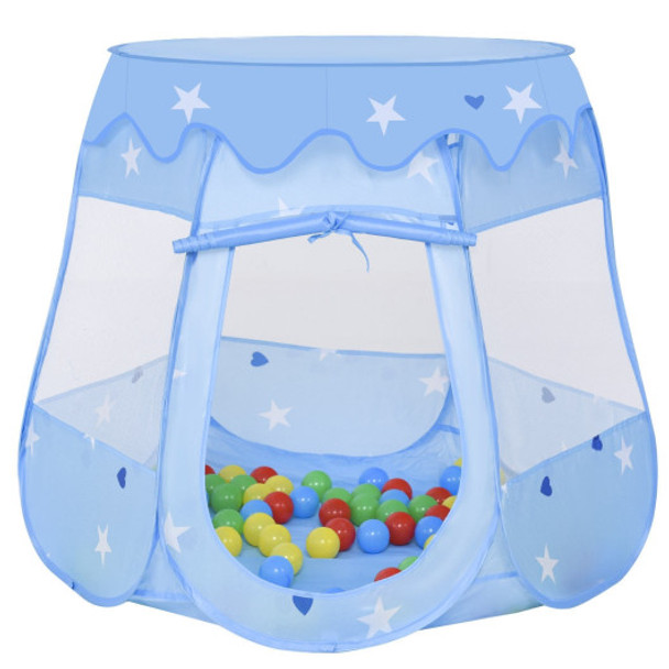 Kids Princess Play Tent Playhouse w/ 100 Ocean Balls-Blue