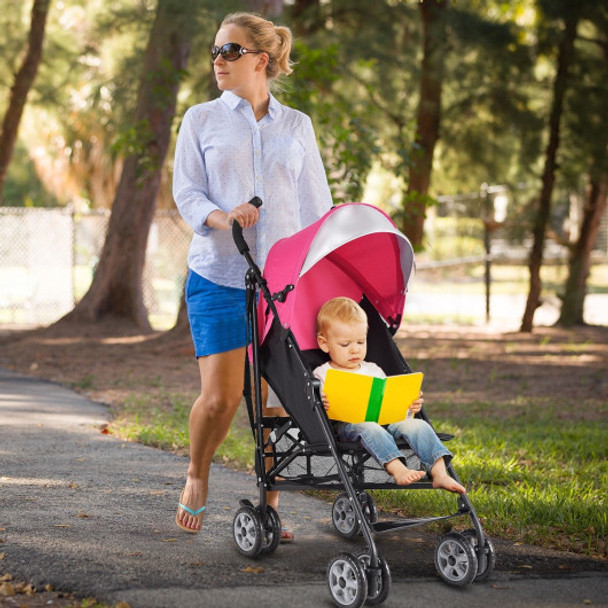 Folding Lightweight Baby Toddler Umbrella Travel Stroller-Pink