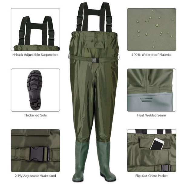 Waterproof Chest Waders Nylon PVC Cleated Bootfoot -XL