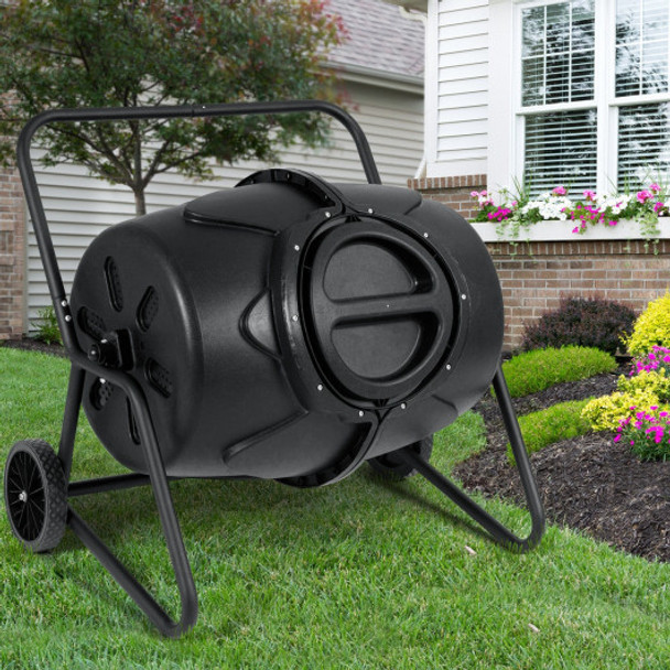 45 Gallon Wheeled Compost Tumbler Garden Waste Bin