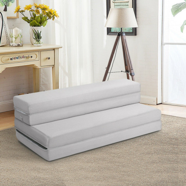 4 Inch Folding Sofa Bed Foam Mattress with Handles-Full Size