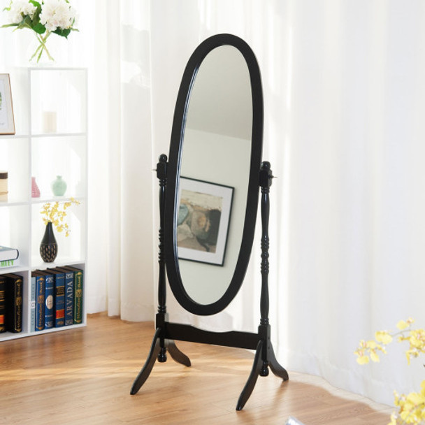 Swivel Full Length Ovel Mirror Free Standing Dressing-Black