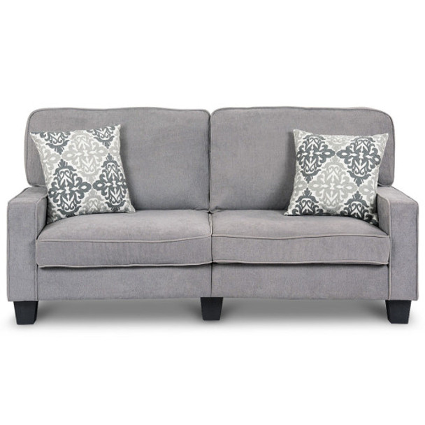 Home Living Room Upholstered Curved Armrest Fabric Sofa-Gray