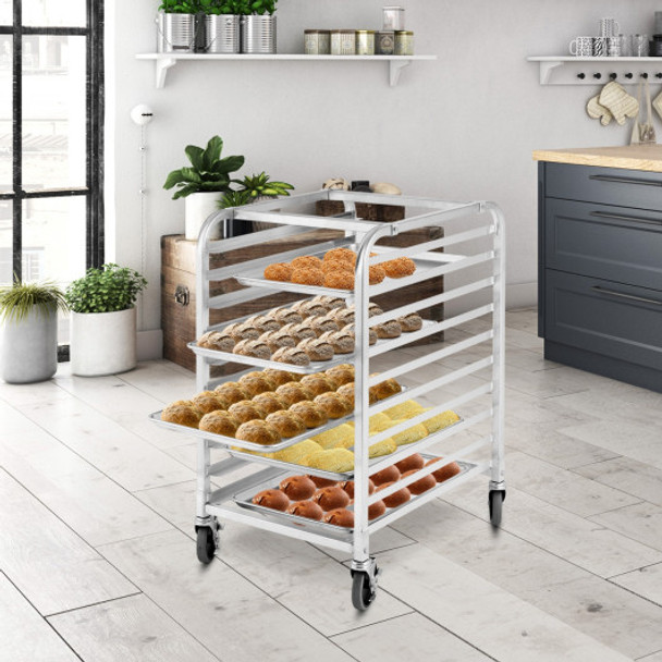 10 Sheet Aluminum Rolling Bakery Pan Rack