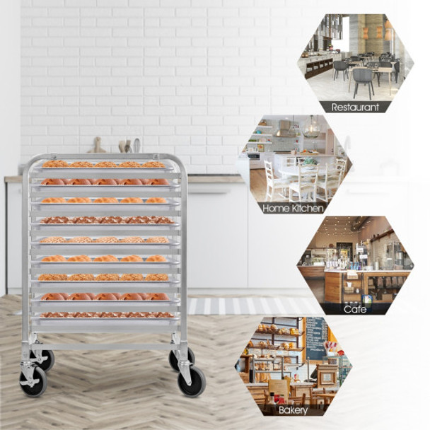 10 Sheet Aluminum Rolling Bakery Pan Rack