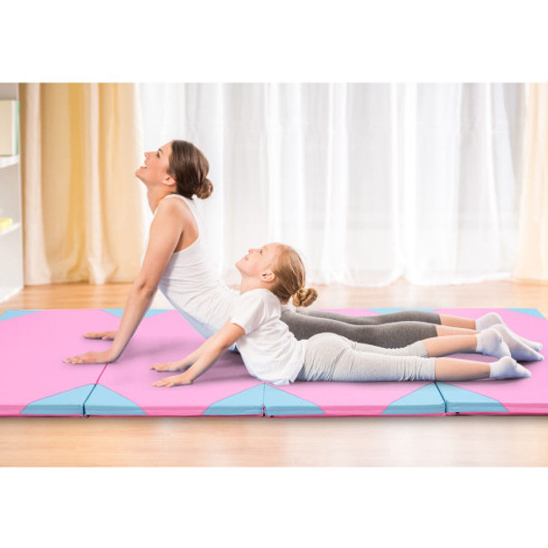 4' x 10' x 2" Thick Folding Panel Fitness Exercise Gymnastics Mat-Pink