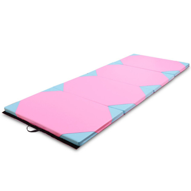 4' x 10' x 2" Thick Folding Panel Fitness Exercise Gymnastics Mat-Pink