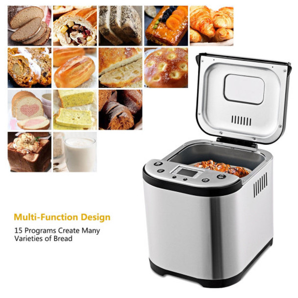 Automatic Bread Maker Stainless Steel 2LB Bread Machine