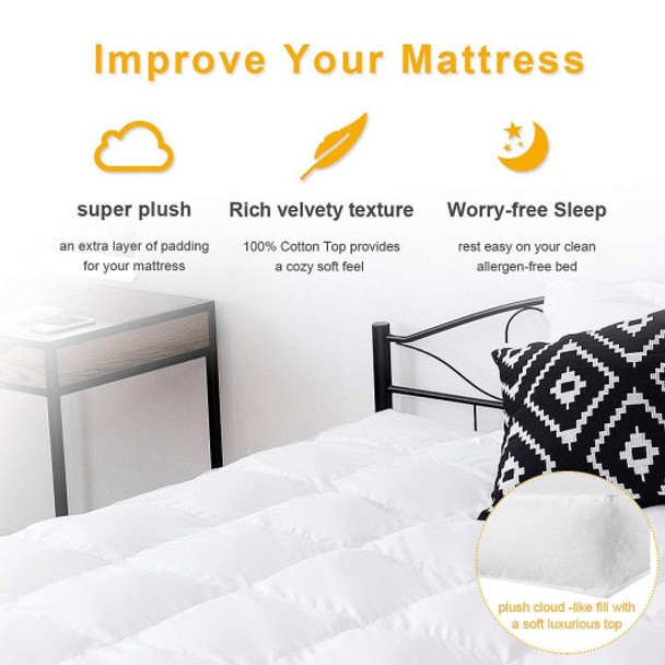 4" King Size Mattress Topper Hypoallergenic Microfiber Down Alternative Pad-Queen size