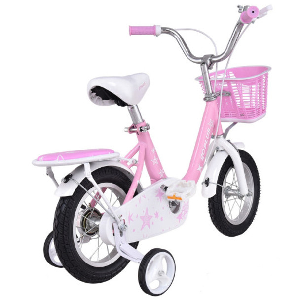 16 inch Kids Bike Bicycle with Training Wheels and Basket-Pink