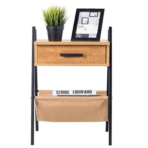 Accent End Side Sofa Table with Magazine Holder