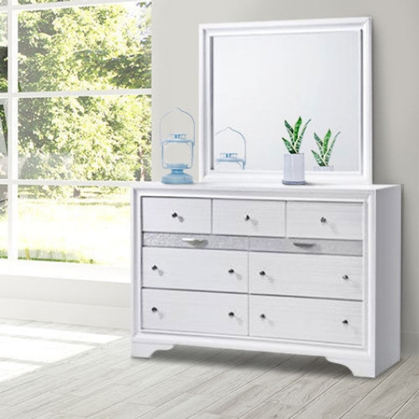 9 Drawers Modern Storage Cabinet Dresser Mirror Set