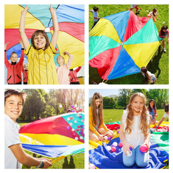 Outdoor Kids Folded Play Parachute with 8 Resistant-Handles-12 ft