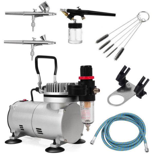 3 Compressor Kit Dual-Action Spray Air Brush Set