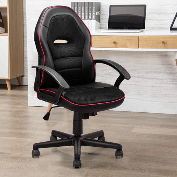 Gaming Chair Mid-Back Office Racing Chair for Swivel Desk-Red