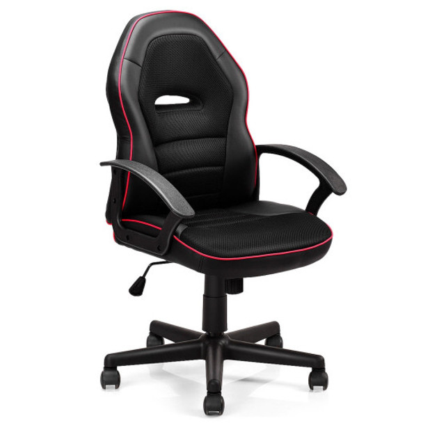 Gaming Chair Mid-Back Office Racing Chair for Swivel Desk-Red