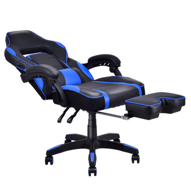 Ergonomic High Back Racing Gaming Chair Swivel Computer Office Desk w/ Footrest-Blue