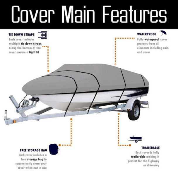 Heavy Duty 600D Marine Grade Polyester Canvas Trailerable Waterproof Boat Cover-S