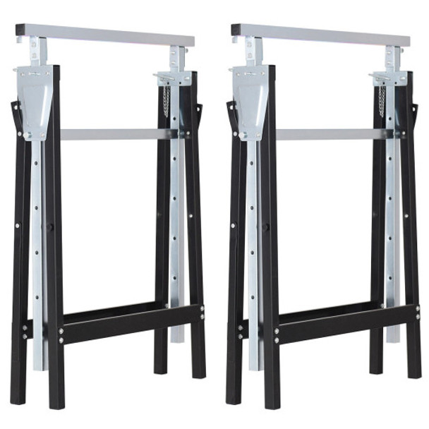 2 Pack Sawhorse Height Adjustable Easy to Assemble Folding Heavy Duty Trestle
