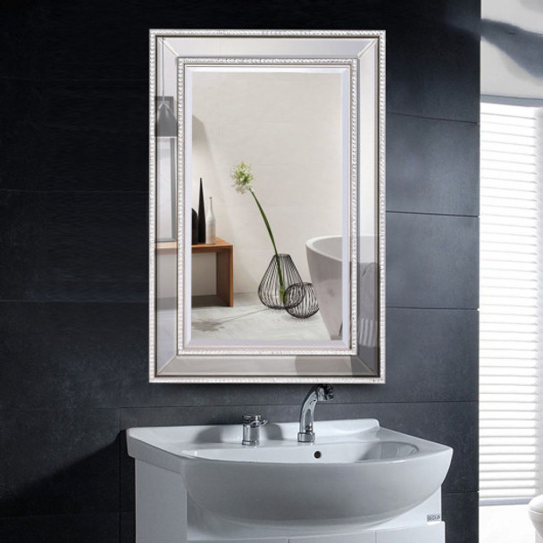 24" x 36" Rectangular Wall-Mounted Wooden Frame Vanity Mirror