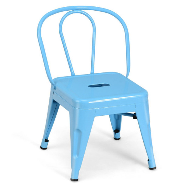 Tolix Kids Stool Metal Chair Stackable Toddler Children Lightweight Blue New-Blue