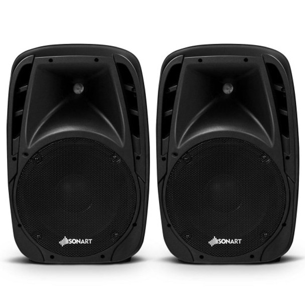 Dual 10 Inch 1600W Powered Mic Speaker Speakers