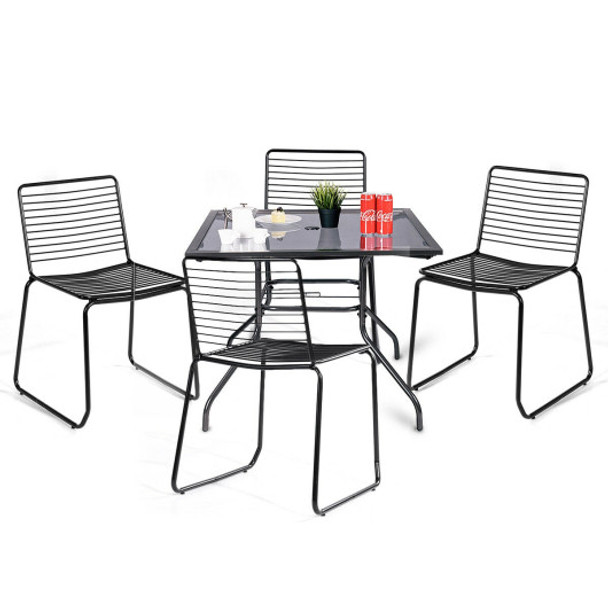 Armless Stackable Set of 4 Metal Dining Chairs