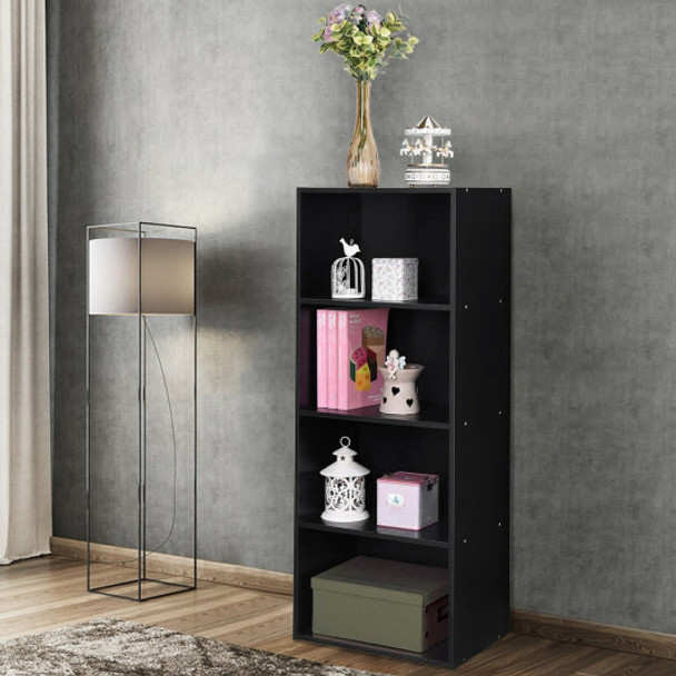 4 Tier Open Shelf  Storage Display Cabinet-Black