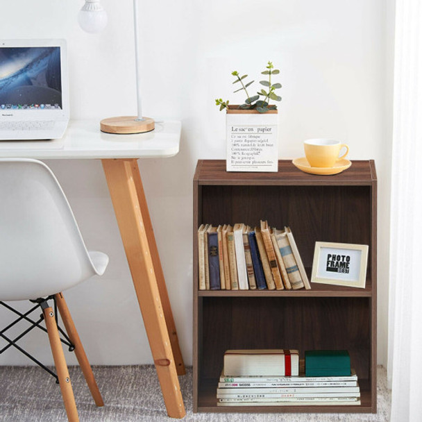 2-Layer Multifunctional Furniture Display Cabinet with Large Capacity Storage Space-Walnut