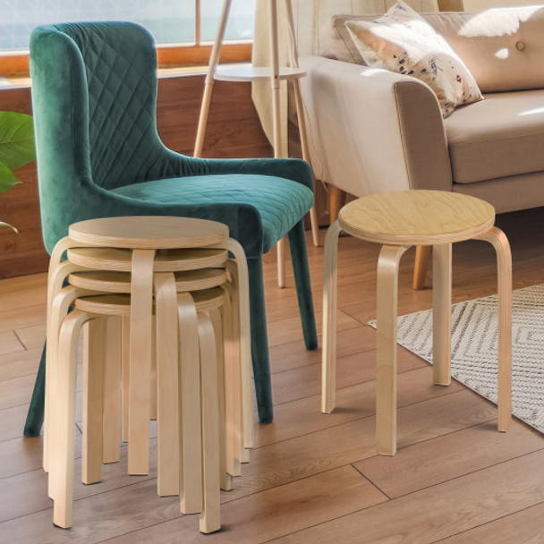 Set of 4 18 Inch Wood Home Backless Dining Chairs