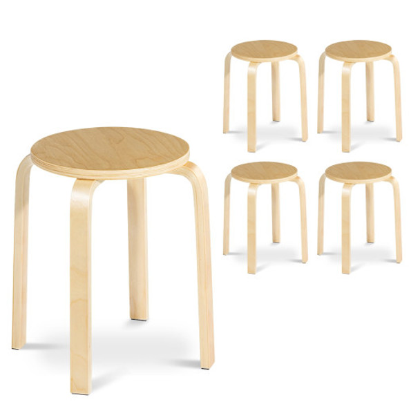 Set of 4 18 Inch Wood Home Backless Dining Chairs