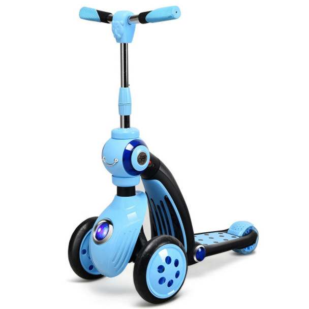 2-in-1 Kick Scooter Balance Trike With 3 Wheel -Blue