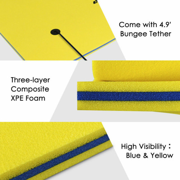 9' x 6' 3 Layer Floating Water Pad Foam Mat -Yellow