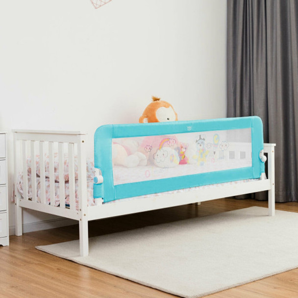 69" Breathable Baby Toddlers Bed Rail Guard Safety Swing Down-Blue