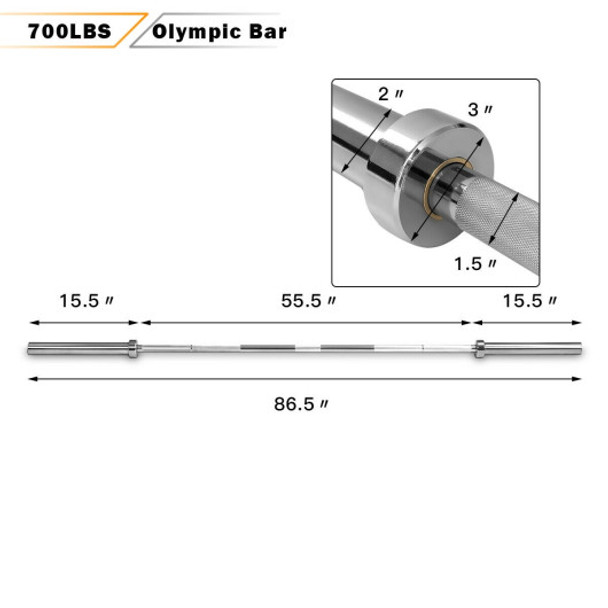 7 Ft Workout Olympic Multifunctional Weight Barbell with Copper Sleeve and Bearing Connection