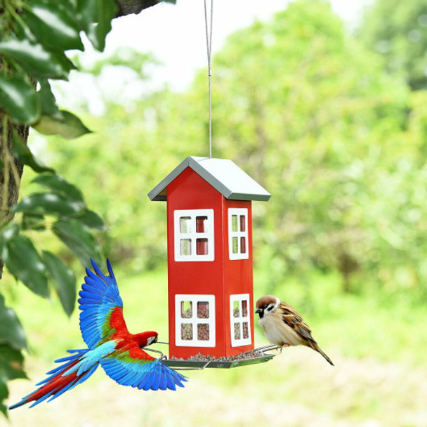 Outdoor Garden Yard Wild Bird Feeder Weatherproof House-Red