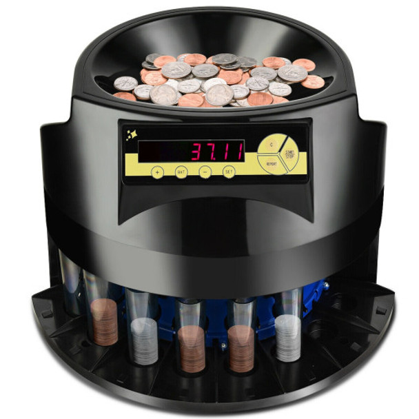 Auto Coin Sorter Dispenser Counting with Coin Tubes & LED Display