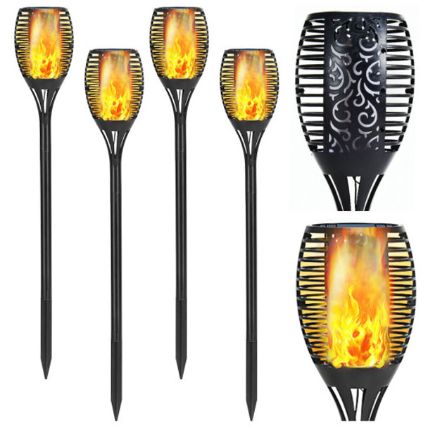 4 pcs Solar Waterproof Flickering Dancing Flame Lamp