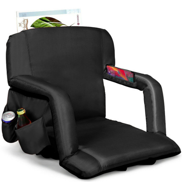 Stadium Seat Portable Chair with Backs and Padded Cushion-Black